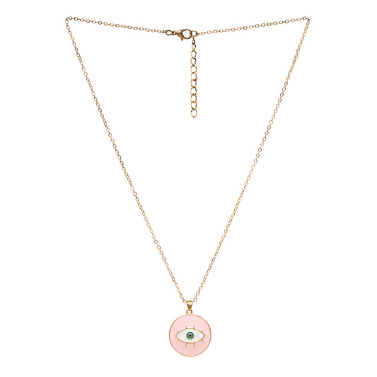 Pink Enamel Evil Eye Pendant